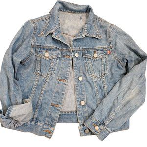 Y2K Roxy XS Blue Denim Jean‎ Trucker Jacket Medium Wash Classic Short Cotton